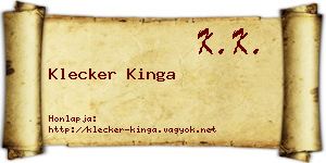 Klecker Kinga névjegykártya
